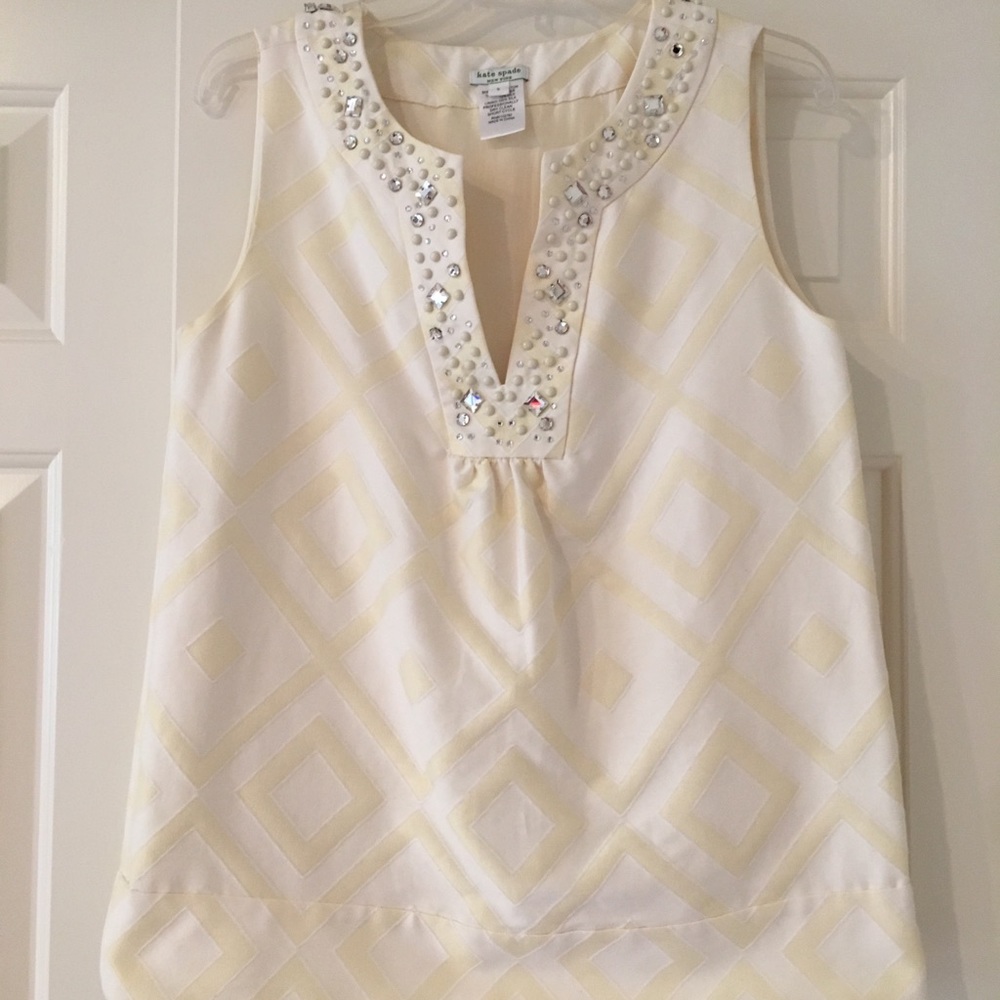 Kate Spade Rhinestone Silk Sleeveless Top